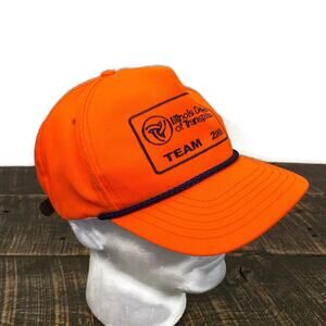 Vintage Team 2000‎ Illinois DOT Trucker Hat Blaze Orange Rope Brim Strap Cap USA
